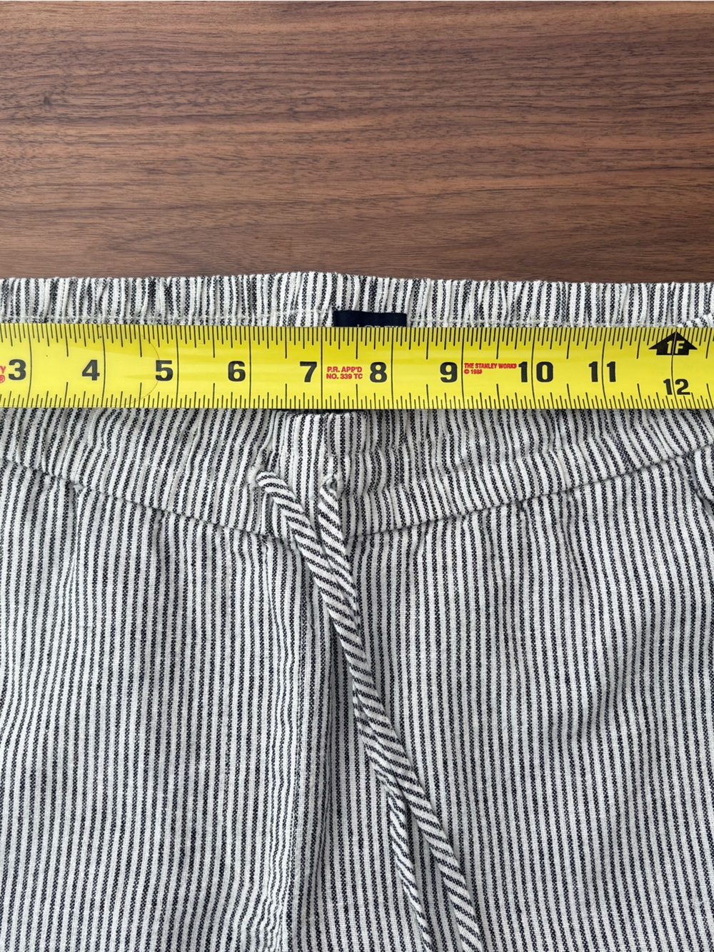 J. Crew Women's Straight Leg Drawstring Pants in Light Gray Pinstripe - Picture 7 of 8